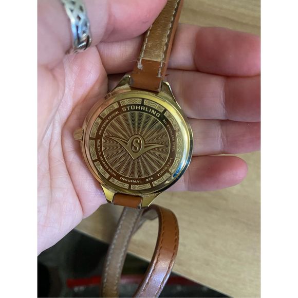 Stuhrling Soiree Deauville 23K Gold Fused SS Sport Watch, Leather Wrap Band - Picture 10 of 12